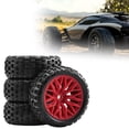 thumbnail image 6 of guohui 4 Pieces 1:18 RC Wheels and Tires, Rubber Tires Set, DIY Assembly Wear Resistant Upgrade Parts, Replace for Typhon Truck red, 6 of 9