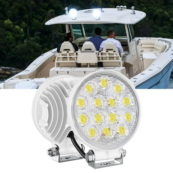 Nilight Marine LED Pods 2Pcs 4.5“” 42W 4200LM White Round Light Flood Beam Ponton Boat Deck Dock Lights for Night Fishing T-top Stern Yacht Kayak