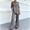 Gray, variant on Morttic Women's Solid 2Pcs Set – V-Neck Mid Sleeve Top & High Waist Wide Leg Pants with Side Pockets Daily Office Lounge Outfit Apeicot,S