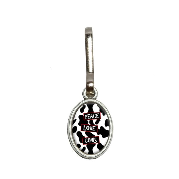 Peace Love Cows Oval Zipper Pull