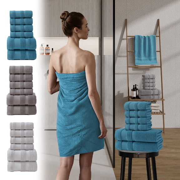 Tyidzon 6 Piece Towel Set, Soft & Absorbent Bathroom Towels, 2 Bath Towels 4 Hand Towels, Lightweight Quick to Dry Face Towels for Bathroom, Home, Spa, Gym, Gray