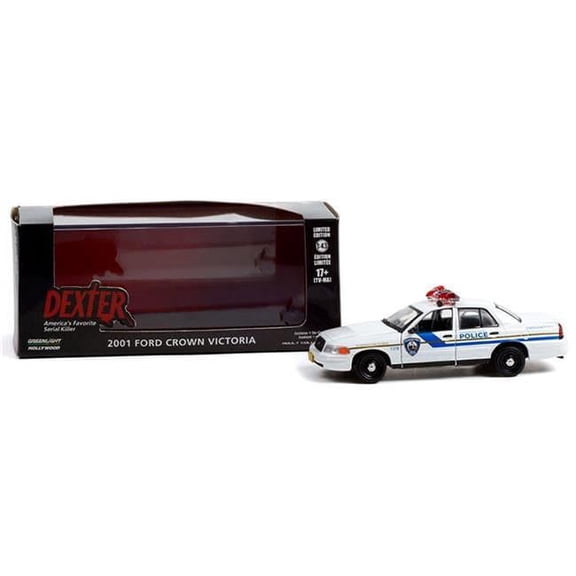 Greenlight 1 by 43 Pembroke Pines Police - 2001 Ford Crown Victoria Police Interceptor Dexter 2006-13 TV Series Die-Cast Model Car, White