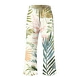 thumbnail image 3 of QATAINLAV Linen Capris for Women with Pockets Summer Casual Drawstring Beach Pants Trendy Leaf Print Straight Leg Capri Pants Outdoor Loose Cropped Trousers Sales of The Day Lightning Green M, 3 of 5