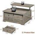 thumbnail image 2 of Itaar 39.4'' Lift Top Coffee Table with Storage, Farmhouse Coffee Tables for Living Room, Square Coffee Table with Large Hodden Compartment & 2 Drawrs & Adjustables Shelves (Gray), 2 of 18
