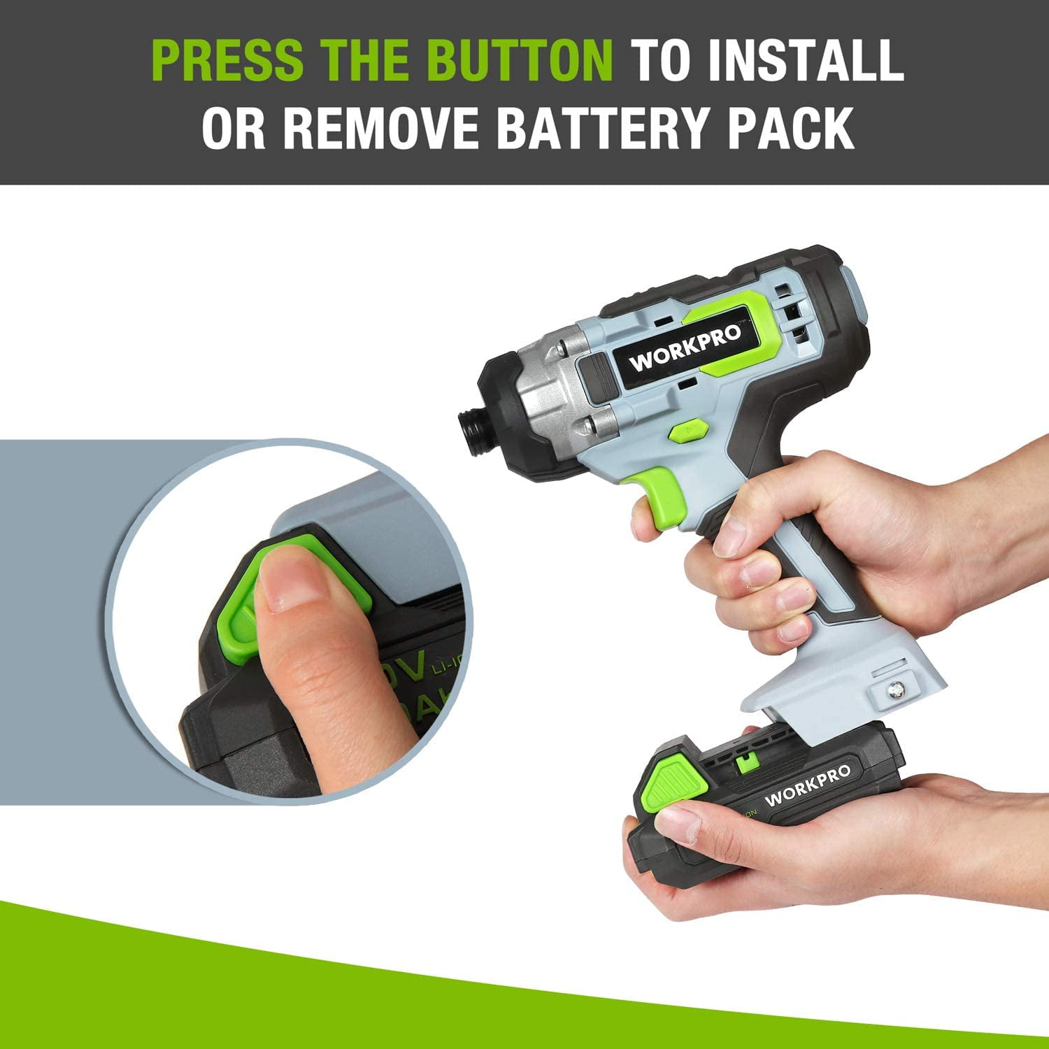 WORKPRO 20V 2.0Ah Lithium-ion Battery Pack ONLY Compatible with WORKPRO 20V Tools, Not for Other Brands