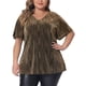 thumbnail image 1 of Blusas de mujer de tallas grandes Agnes Orinda, camiseta de manga corta con escote en V metálico, tops para fiestas 4X dorados, 1 of 6