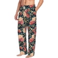 thumbnail image 2 of Uemuo Rose Flowers Pattern Men's Wide Leg Palazzo Lounge Pants with Pockets Light Weight Loose Comfy Casual Pajama Pants-Large, 2 of 9