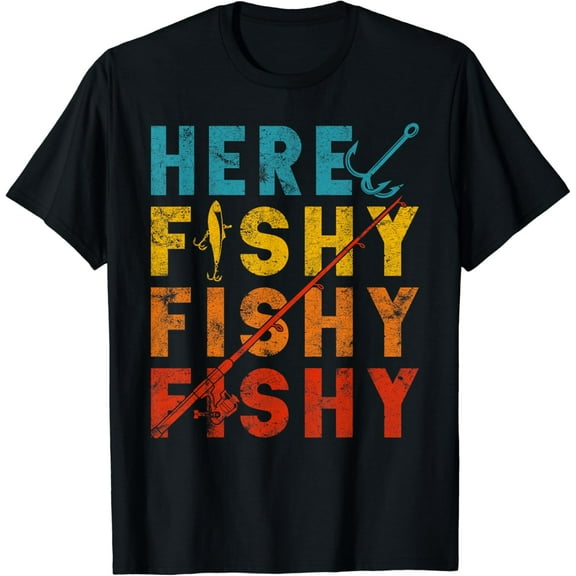 Fisher Fish Fishermen Bait Fishing Rod Boys Girls Bass T-Shirt Black Small