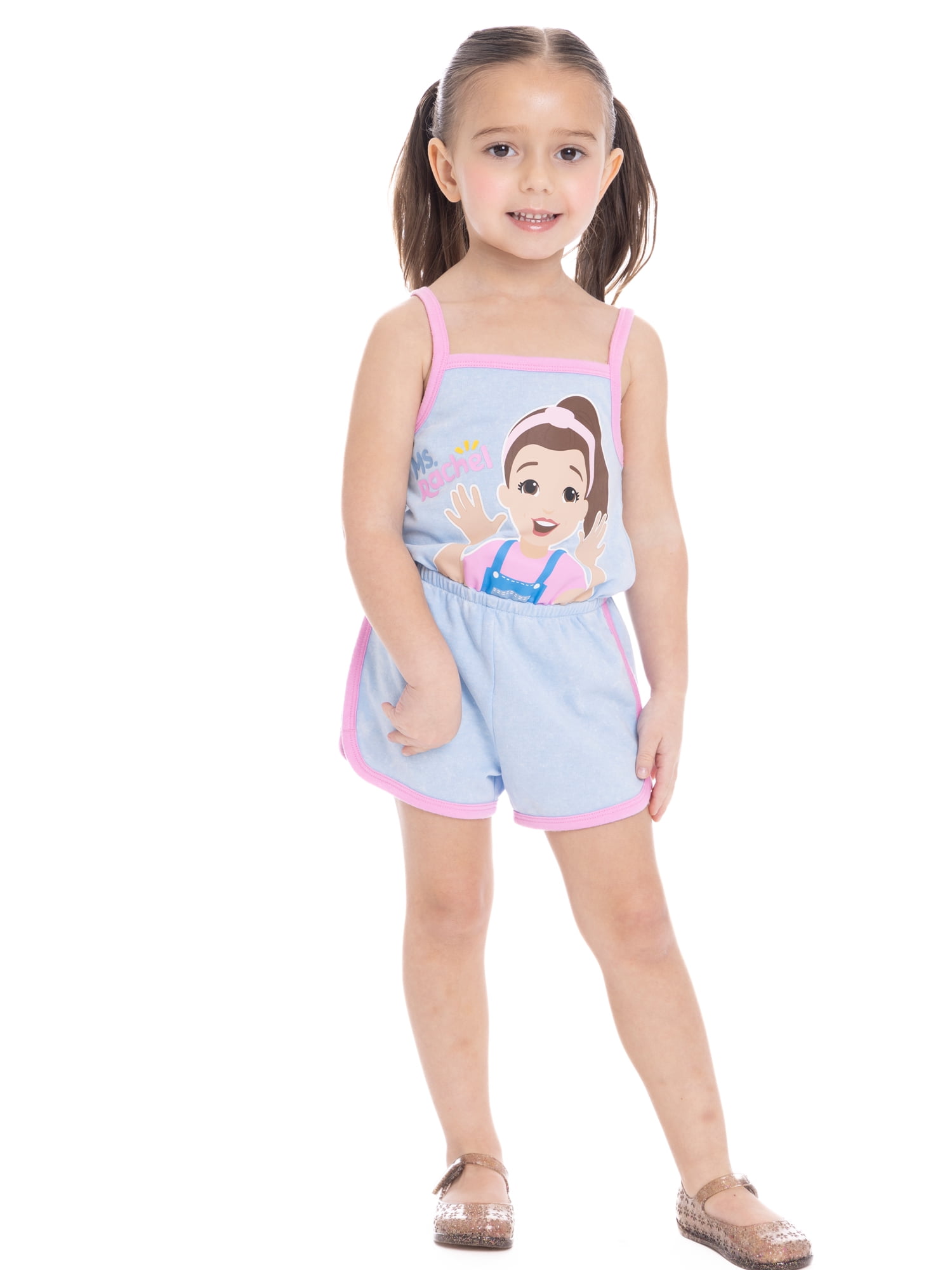 Ms. Rachel Toddler Girls' Sleeveless Graphic Romper, Sizes 12M-5T