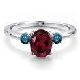 thumbnail image 3 of Gem Stone King 14K White Gold Red Rhodolite Garnet and Blue Diamond Engagement Ring for Women | 1.55 Cttw | Oval 8X6MM | Gemstone January Birthstone | Size 6, 3 of 6