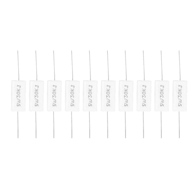 Resistencia de cemento de 10 piezas Precisión de resistencia de potencia ± 5% Componentes electrónicos 5W(30KR) VoborMX herramienta