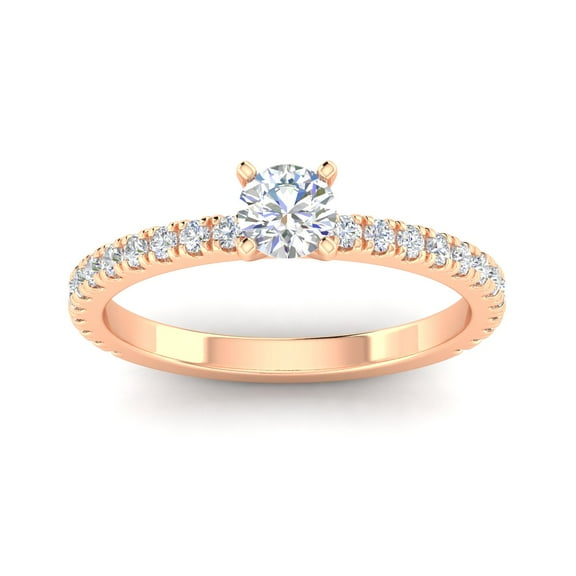 3/4 Carat TW Round Natural Diamond Engagement Rings in 10k Rose Gold