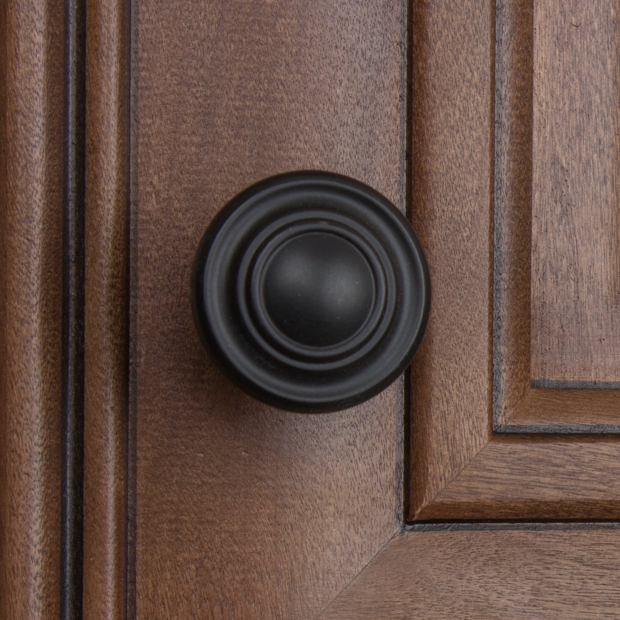 GlideRite 1.25 in. Classic Round Ring Cabinet Knobs, Matte Black, Pack of 10