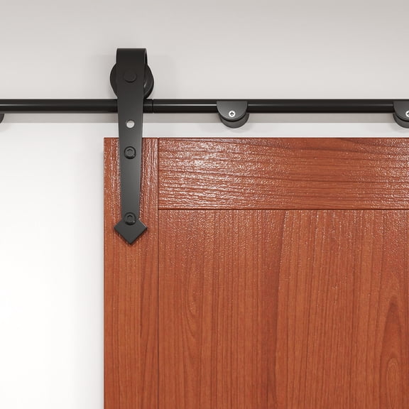6FT Bypass Barn Door Hardware Kit Heavy Duty Carbon Steel Sliding Track System for Double Doors 32in-36in Wide with Frosted Black Rustproof Rail