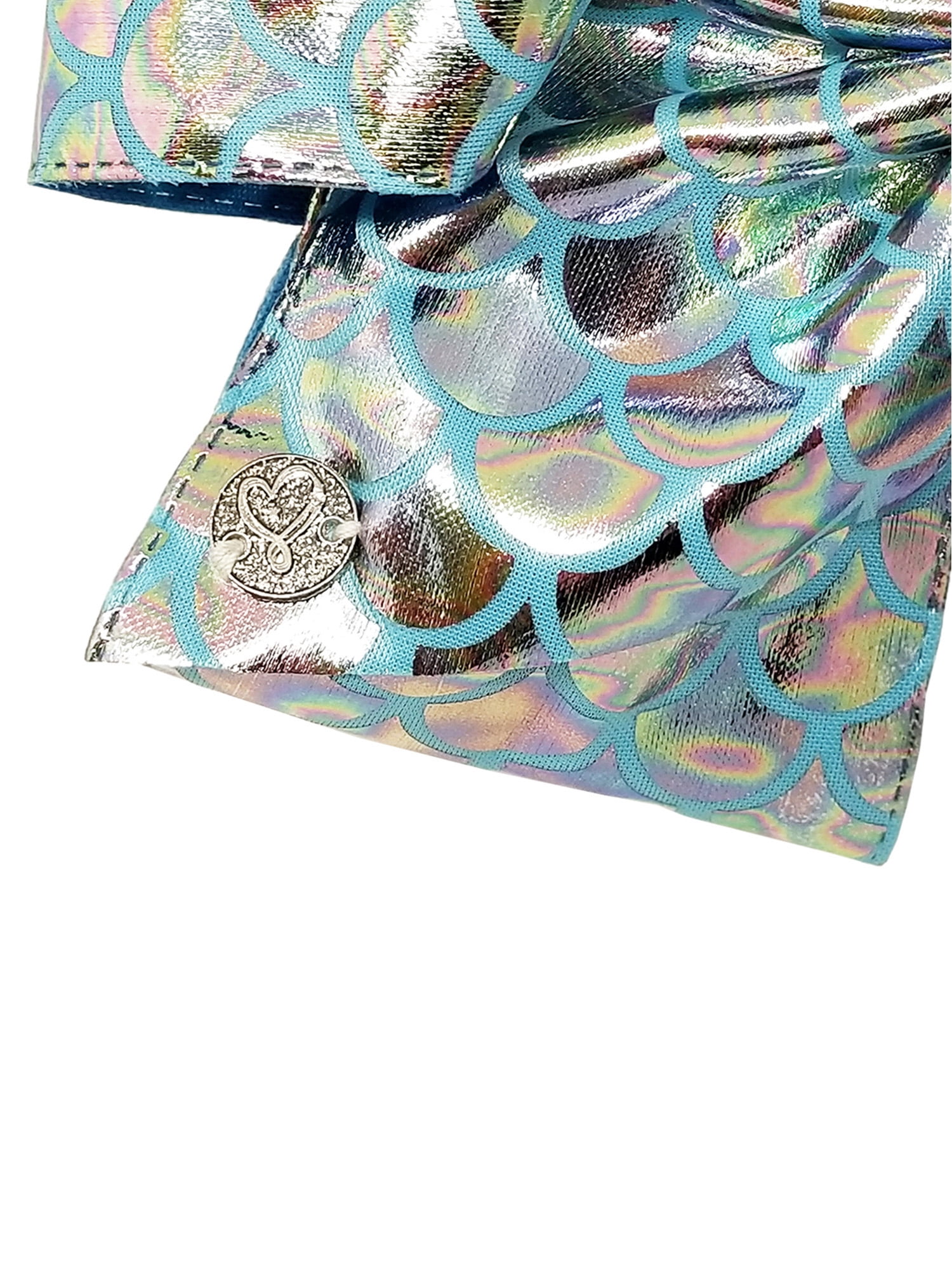 JoJo Siwa Large Cheer Hair Bow (Silver Metallic Mermaid)