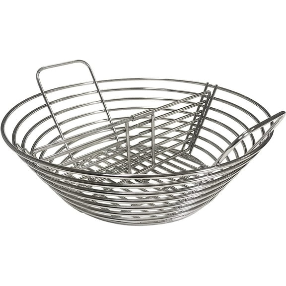 GRILLJOB Lump Charcoal Fire Basket with Divider Stainless Steel Grill Ash Baskets Fits 18" Big Green Egg Accessories, Kamado Joe Classic Large Green Egg Basket Replacement