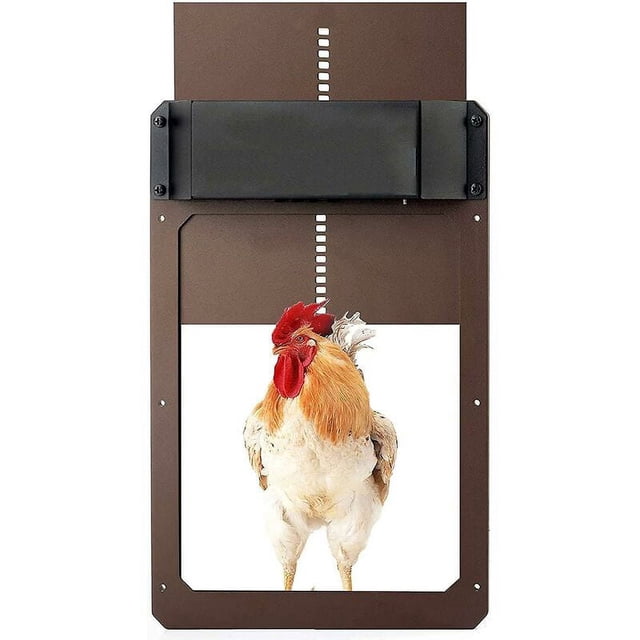 Kit de puerta automática para gallinero, puerta automática para gallinero alimentada por batería con temporizador y sensor de luz, accesorios para gallinero