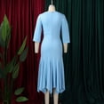 thumbnail image 5 of AURA Plus Size Asymmetrical Neck Bodycon Midi Dress High Waist Fishtail Hem 3 4 Sleeve Elegant Office Dress, 5 of 10