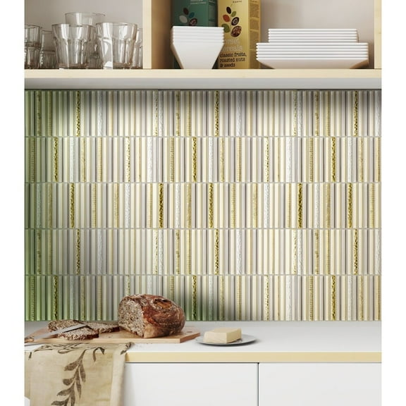 Apollo Tile 5 pack 11.8-in x 11.8-in Waterfall Gold Linear Glass Mosaic Tile (4.83 Sq ft/case)