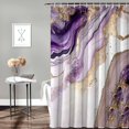 thumbnail image 2 of Abstract Marble Spring Shower Curtain, Purple Gold White Shower Curtain Set with Hooks, Spring Summer Waterproof Fabric Shower Curtains for Bathroom Decor, 72x84 Inch Bath Curtain, 2 of 6