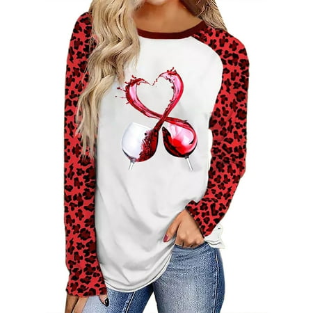 

3x Long Sleeve Tops for Women plus Size Women s Valentine s Day Print Plus Size Printed T Shirt Casual Long Sleeved Top Women Pajama Tops