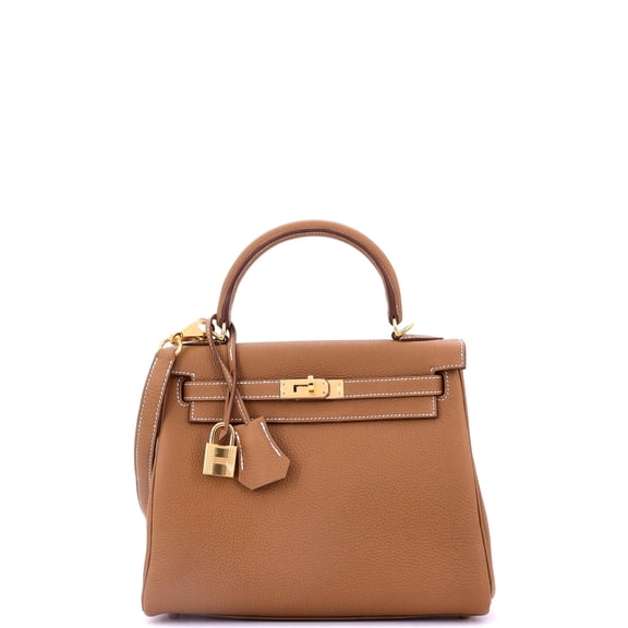 Pre-Owned Kelly Handbag Gold Togo with Gold Hardware 25 By Rebag