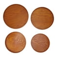 thumbnail image 1 of 4pcs Wooden Tray Slip Resistant Spill Proof Durable Safe Multifunctional Round Serving Tray for Restaurant Dark Brown, 1 of 5