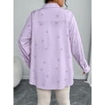 thumbnail image 2 of Cuteduck Women's Plus Size Bow Print Oversized Boyfriend Shirt Fall Spring Long Sleeve Turn-Down Collar Casual Button Down Blouse 1X-4X, 2 of 9