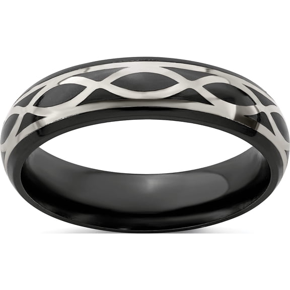 Black Ti & Sterling Silver Satin Infinity Ring