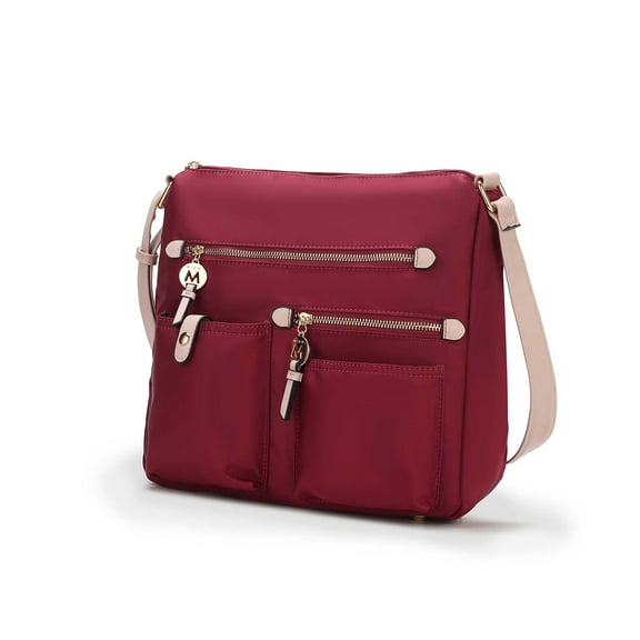 MKF Collection Serena Women’s Shoulder Bag Color-Block Nylon – Lightweight, Stylish, and Functional by Mia K - Wine Blush