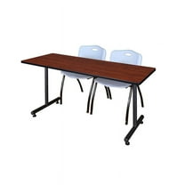 60" x 30" Kobe Training Table- Cherry and 2 "M" Stack Chairs- Grey