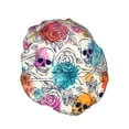 thumbnail image 2 of Kdxio Skulls and Roses Print Shower Cap for Women,Elastic and Reusable,Double Waterproof Layers Bathing Hat, 2 of 9