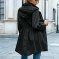 thumbnail image 4 of Chaqueta impermeable para mujer, impermeable, transpirable con capucha, ligera, plegable, chaqueta de transición, chaqueta para exteriores con cintura ajustable con cordón, 4 of 5