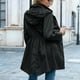 thumbnail image 4 of Chaqueta impermeable para mujer, impermeable, transpirable con capucha, ligera, plegable, chaqueta de transición, chaqueta para exteriores con cintura ajustable con cordón, 4 of 5