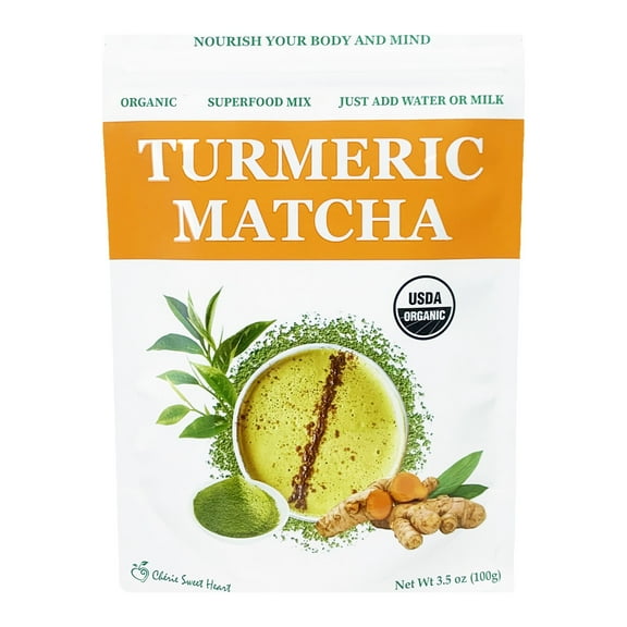 Cherie Sweet Heart Turmeric Matcha Green Tea Superfood Mix, Organic, Keto Friendly 3.5 Ounce