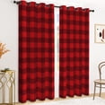 thumbnail image 4 of Tchckioa Merry Christmas Red Grid Blackout Curtains,Thermal Insulated Grommet Drapel for Living Room(2 Panels,52x84), 4 of 7