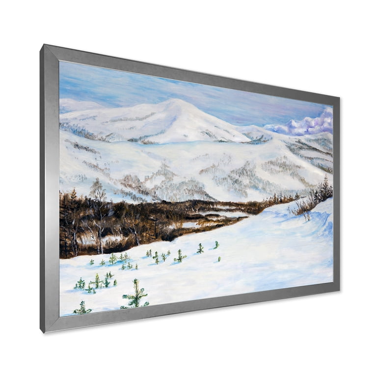絵画 Winter Mountains Designart 'Snow-Capped Mountains With Winter Landscape