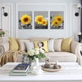 thumbnail image 6 of Sunflower Wall Art for Living Room Black White Flowers Wall Decor Yellow Floral Canvas Prints Painting Wood Frame with Hook Decorative Botanical Blossom Picture Artwork in 3 Panels 12×16 Inches, 6 of 6