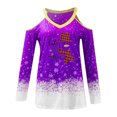 thumbnail image 4 of Camisas Navideñas Para Mujer, Camisetas de Manga Larga Con Cuello en V, Bloque de Color, Estampado de Muñeco de Nieve Sin Tirantes, Blusa Erógena Con Cuello Halter Odeerbi  ODB202871, 4 of 4
