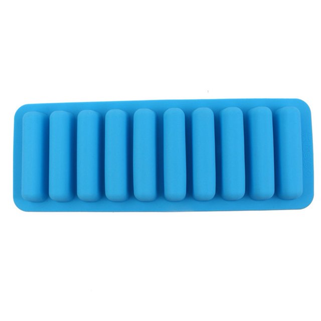 Molde de silicona para chocolate, 10 cavidades, moldes para galletas, para hornear pasteles, bandeja para cubitos de hielo (azul)
