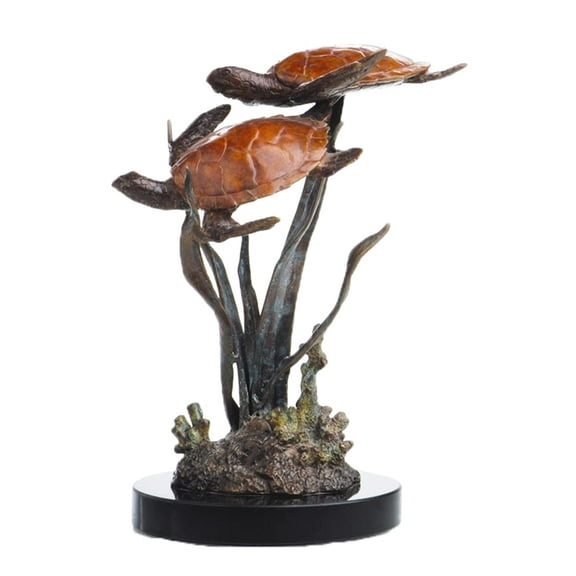 SPI Lagoon Encounter Double Sea Turtle Brass Statue