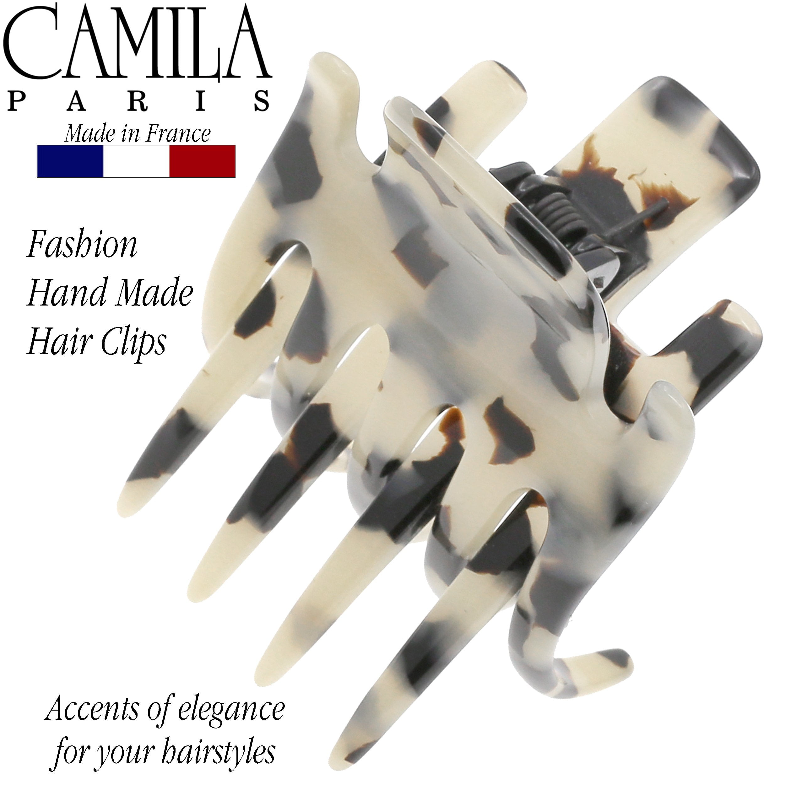 Camila Paris CP3476 French Hair Clip for Women, Hand-Made Hair Side Clips, 2 Inch Girls Hair Claw Clips Jaw Fashion Durable Styling Hair Accessories for Women, Strong Hold No Slip Grip, Made in France