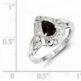 thumbnail image 3 of Primal Silver Sterling Silver Rhodium Garnet Teardrop Ring, 3 of 6