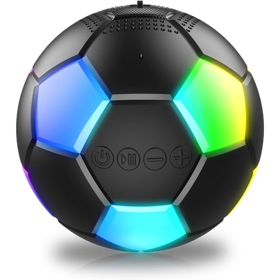 Soccer Ball Shaped Speaker, Portable Wireless Speaker with LED Light, IPX6 Waterproof, Football Ambient Lighting & Stereo, Suitable for Outdoor Travel Speakers for Sports Fans