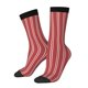 thumbnail image 1 of Balery Stripes Red White Calcetas Largas con Estampado para Hombre y Mujer – Suaves y Transpirables, Talla Única (US 5-11), 1 of 6