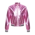 thumbnail image 6 of Sxiwei Kids Girls Zipper Closure Varsity Style Coat Long Sleeves Bomber Jacket Outerwear 6-16 Years Pink 10, 6 of 9