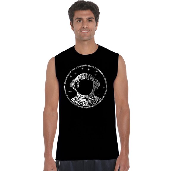 LA Pop Art Men's Word Art Sleeveless T-shirt - I Need My Space Astronaut