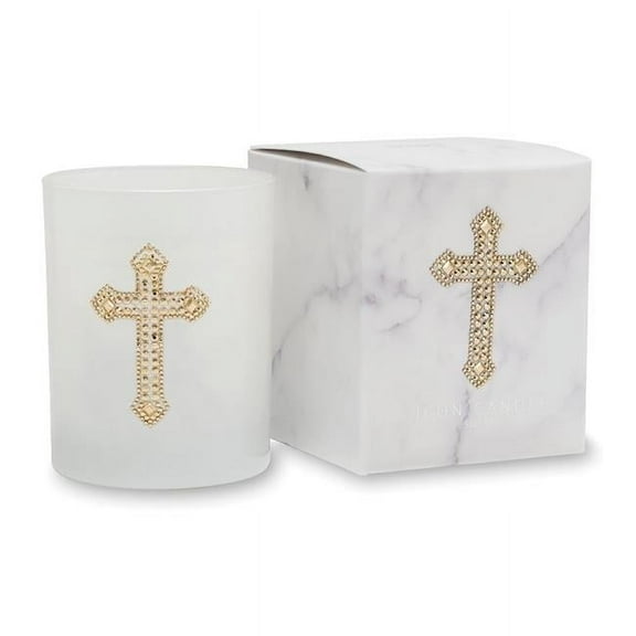 Cross 9.5 oz. Icon Candle in White Marble