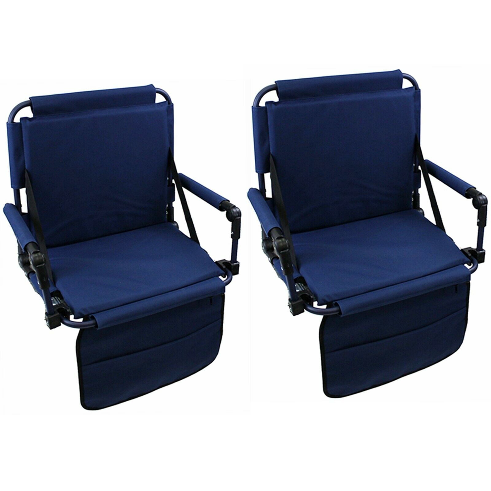 2 PCS Stadium Seat Padded Chair for Bleachers with Back& Arm Rest 5 Positions 