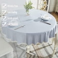 thumbnail image 4 of Heavy Weight Cotton Linen Tablecloth Lace Round Table Cloth for Kitchen Dining Room Tabletop Decoration, 62" - Round, Light Blue, 4 of 6